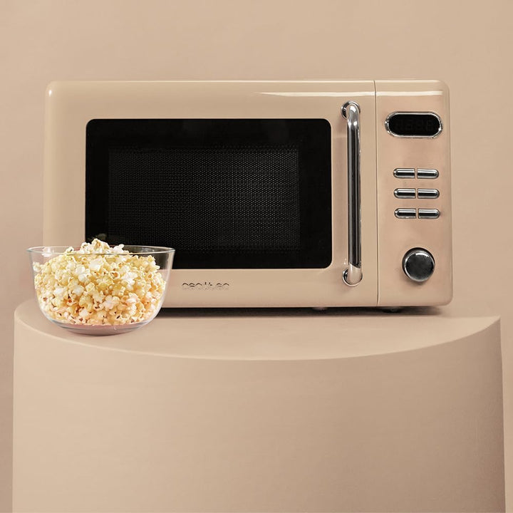 Cecotec Digitale Mikrowelle mit Grill Proclean 5110, 20 l, Retro-Beige, 700 W in 5 Stufen, Timer bis