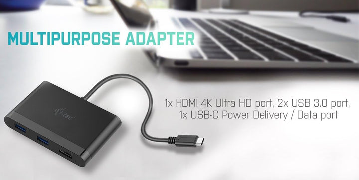 i-tec USB-C 4K HDMI/Multifunktionsadapter mit Power Delivery Funktion 1x HDMI 2x USB 3.0 1x USB-C Po