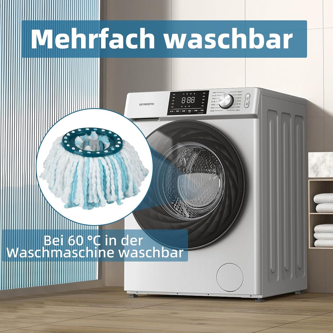 4 Stück Ersatzkopf für Leifheit CLEAN Twist Disc Mop Ergo, 2-Faser-System Wischmopkopf Ersatzbezug m