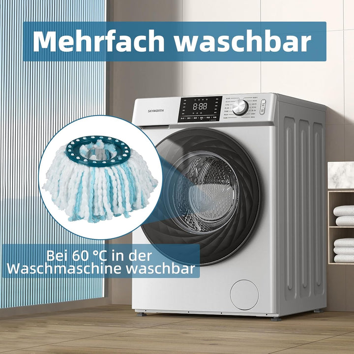4 Stück Ersatzkopf für Leifheit CLEAN Twist Disc Mop Ergo, 2-Faser-System Wischmopkopf Ersatzbezug m