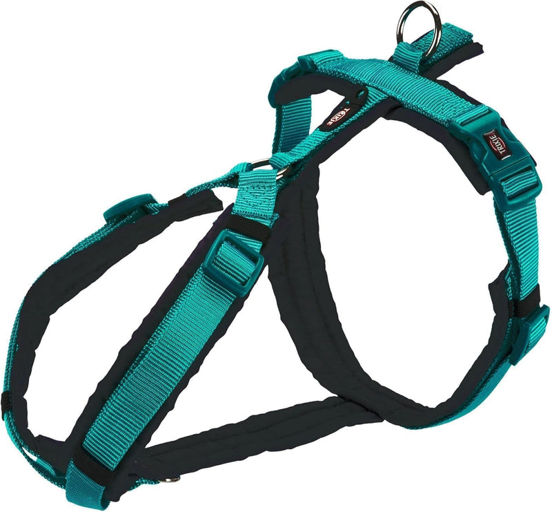 Trixie New Premium Trekking Geschirr, L: 70-85 cm/25 mm, Ozeanblau/Graphit, Hund Ozeanblau/Graphit L