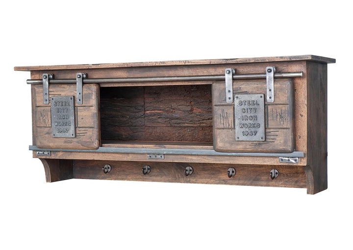 Hängeregal Mango massiv Dunkelbraun gewachst (BxHxT 115x45x30 cm) Wandregal
