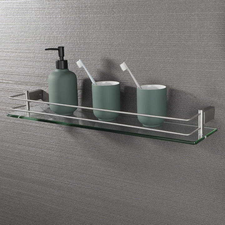 SAYAYO Duschablage Glasregal Edelstahl Duschregal Badezimmer Regal Gebürstete Duschkorb Shampoo Halt