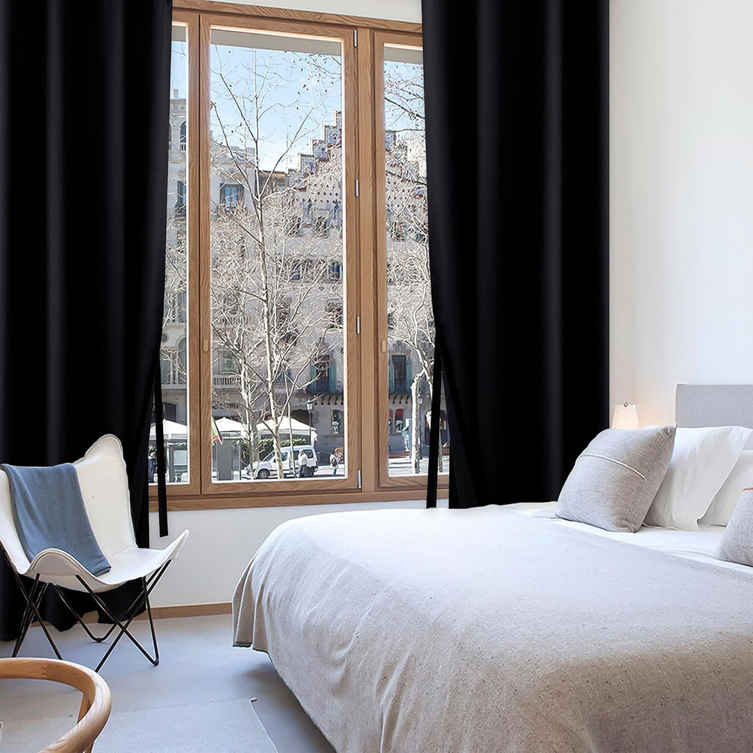 XWZO Blickdichte Vorhänge Verdunklungsvorhänge mit Ösen 2 Stücke Gardienen mit Raffhalter Lichtundur