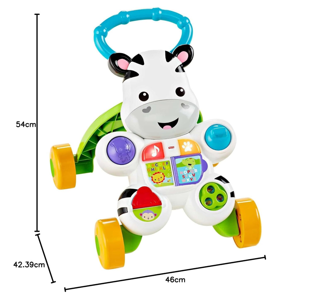 Fisher-Price Lern mit mir - Zebra Lauflernwagen, musikalisches Aktivitäts- und Gehspielzeug mit Lern