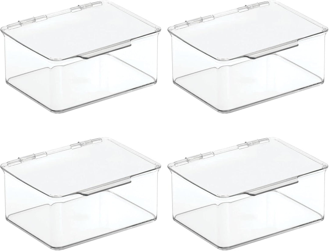 mDesign 4er-Set Küchen Organizer mit Deckel – kleine Vorratsdosen für Küchenregal und Vorratskammer