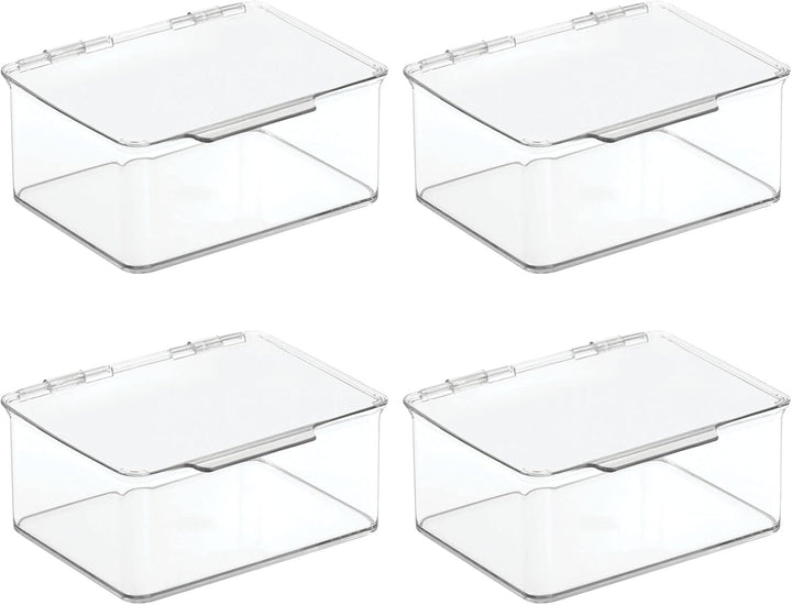 mDesign 4er-Set Küchen Organizer mit Deckel – kleine Vorratsdosen für Küchenregal und Vorratskammer