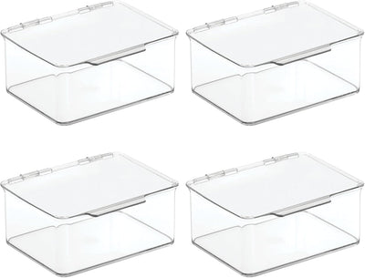 mDesign 4er-Set Küchen Organizer mit Deckel – kleine Vorratsdosen für Küchenregal und Vorratskammer