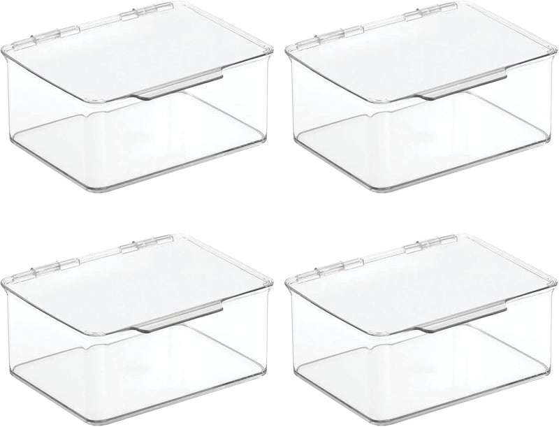 mDesign 4er-Set Küchen Organizer mit Deckel – kleine Vorratsdosen für Küchenregal und Vorratskammer