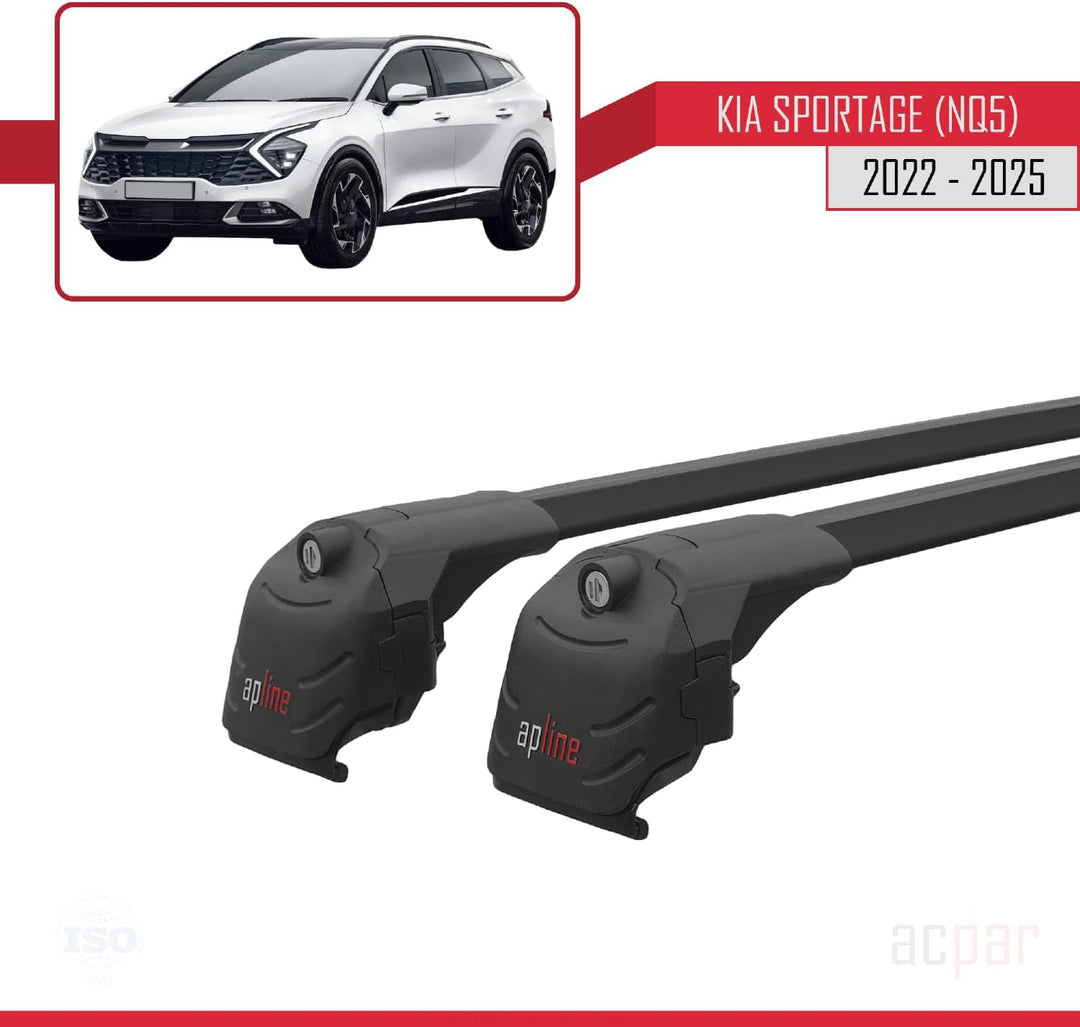 acpar Kompatibel mit Kia SPORTAGE (NQ5) 2022-2023 Relingträger ACE-2 Dachträger Gepackträger SCHWARZ