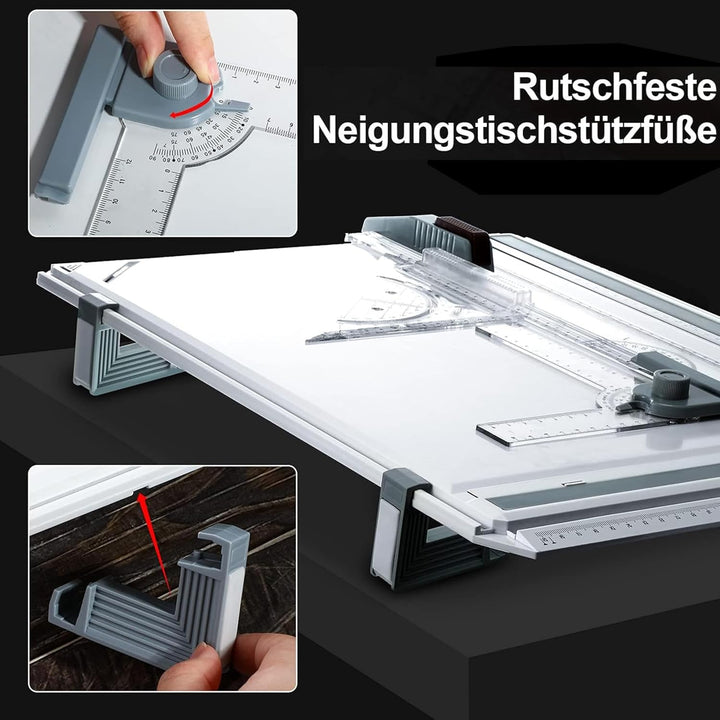 A3 Zeichenbrett, Geo-Board gz Platte, Multifunktionaler Zeichenplatte Din A3 Zeichenschiene mit Wink