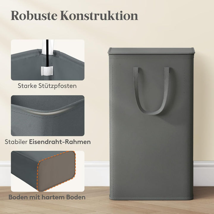 Lifewit 105L Wäschekorb mit Deckel, Wäschekorb Waschenkorbe Faltbar, Wäschesammler mit Griffen, Wäsc