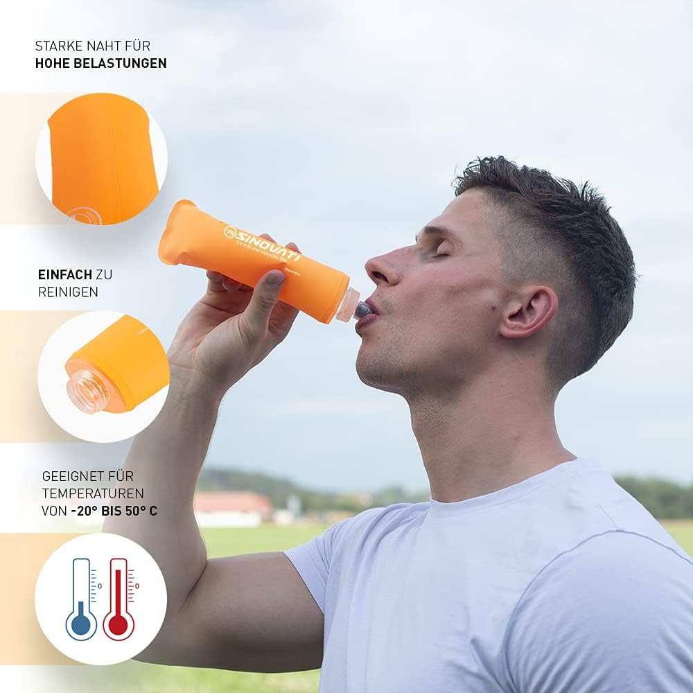 SINOVATI® TPU Faltbare Trinkflaschen, Soft Flask, Wasserflasche BPA-Frei Sportflasche für Trinkrucks