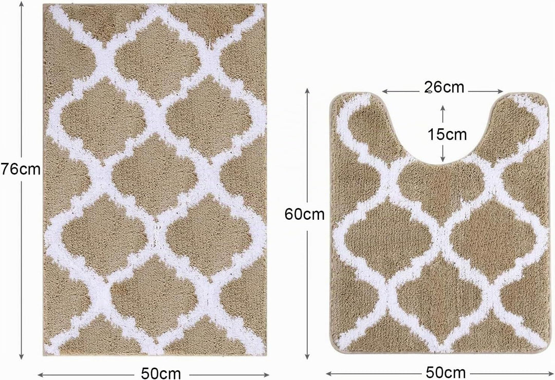 Homaxy rutschfest Badematten Set 2 teilig Weich Hochflor Bad WC Teppich Set Mikrofaser Badvorleger S