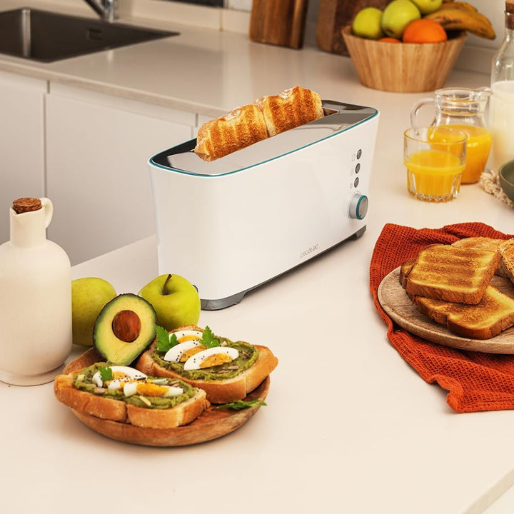 Cecotec Toaster Toast&Taste Extra W, 1000W, Doppelter XL-Schlitz für dicke Brotscheiben, Selbstzentr