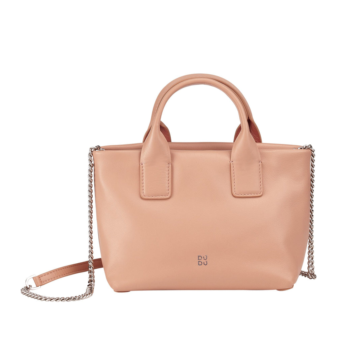 DUDU Kleine Damen-Umhängetasche aus echtem Leder, Elegante Mini-Abendtasche, 22 x 13 cm, doppelte Gr