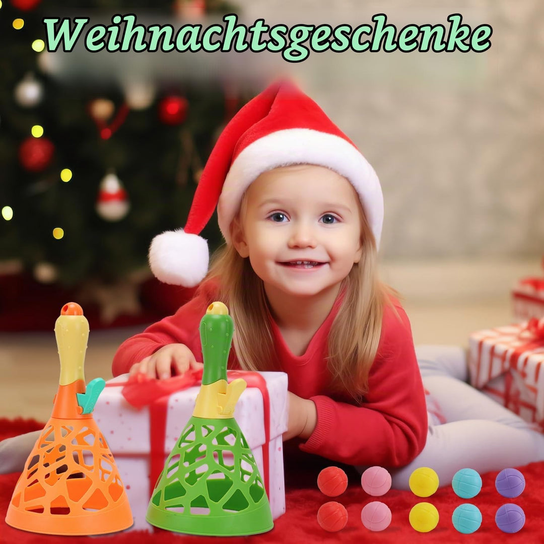 Outdoor Indoor Spielaktivitäten für Kinder mit 2 Catch Launcher-Körben und 10 Bällen, Rasen Campingp