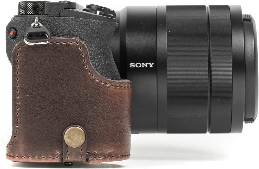 MegaGear MG1485 Ever Ready Leder Kameratasche mit Trageriemen kompatibel mit Sony Alpha A6500 (16-70