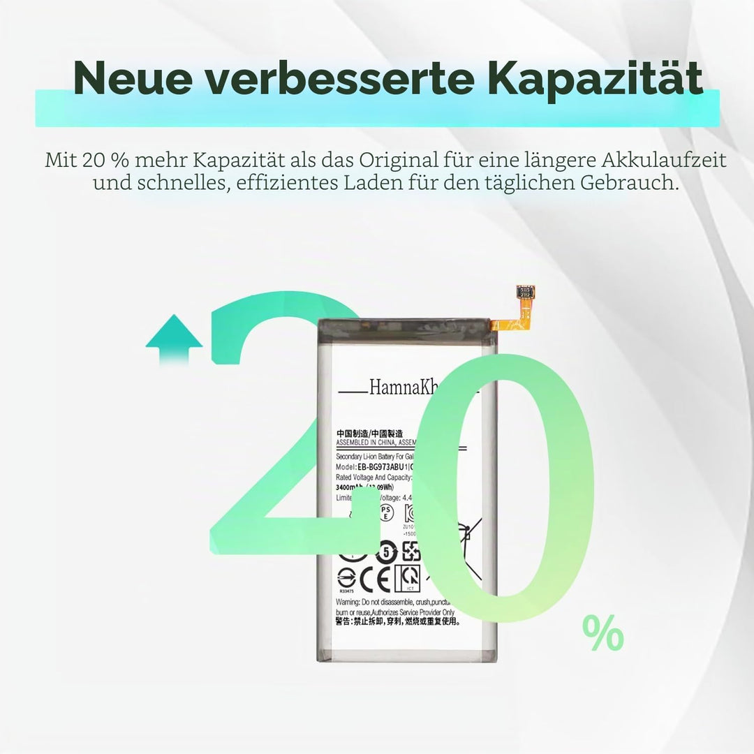[3400mAh] Akku für Samsung Galaxy S10, Verbesserter 0-Zyklen-Akku EB-BG973ABU Ersatz für Samsung Gal