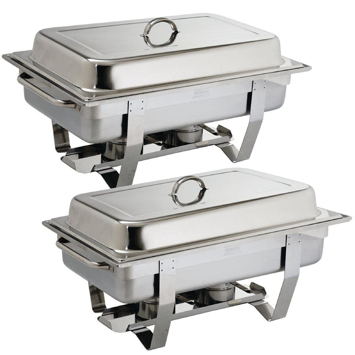 Olympia Milan Chafing Speisewärmer-Set aus Edelstahl, 1/1 GN / 9 Liter (2 Stück), Farbe: Silber, ink