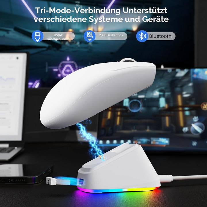 ATTACK SHARK G3PRO Kabellose Gaming-Maus mit Magnetischer Ladestation, PixArt PAW3311-Sensor, Bis zu