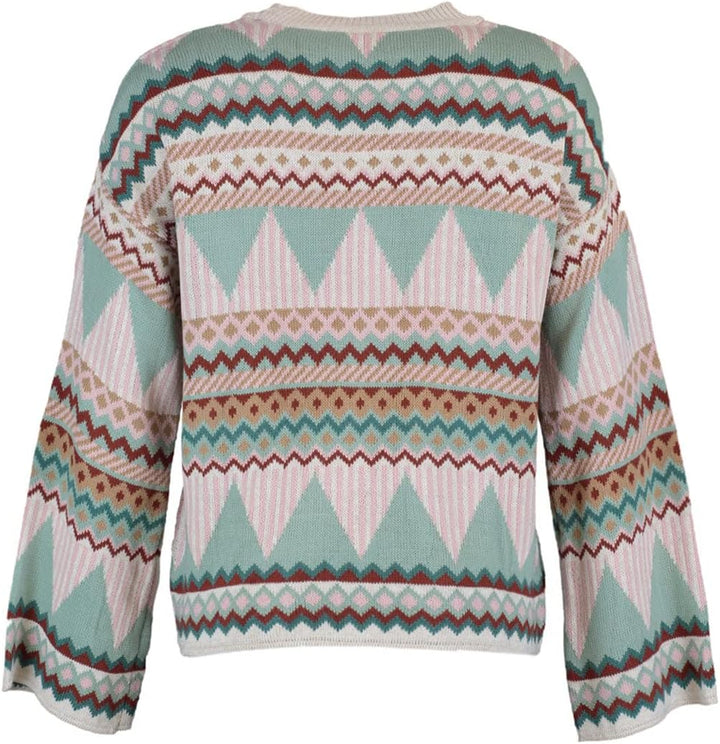 TRENDYOL Damen Jacquard-Pullover mit Rundhalsausschnitt, Regulärer Schnitt Sweatshirt, Minze