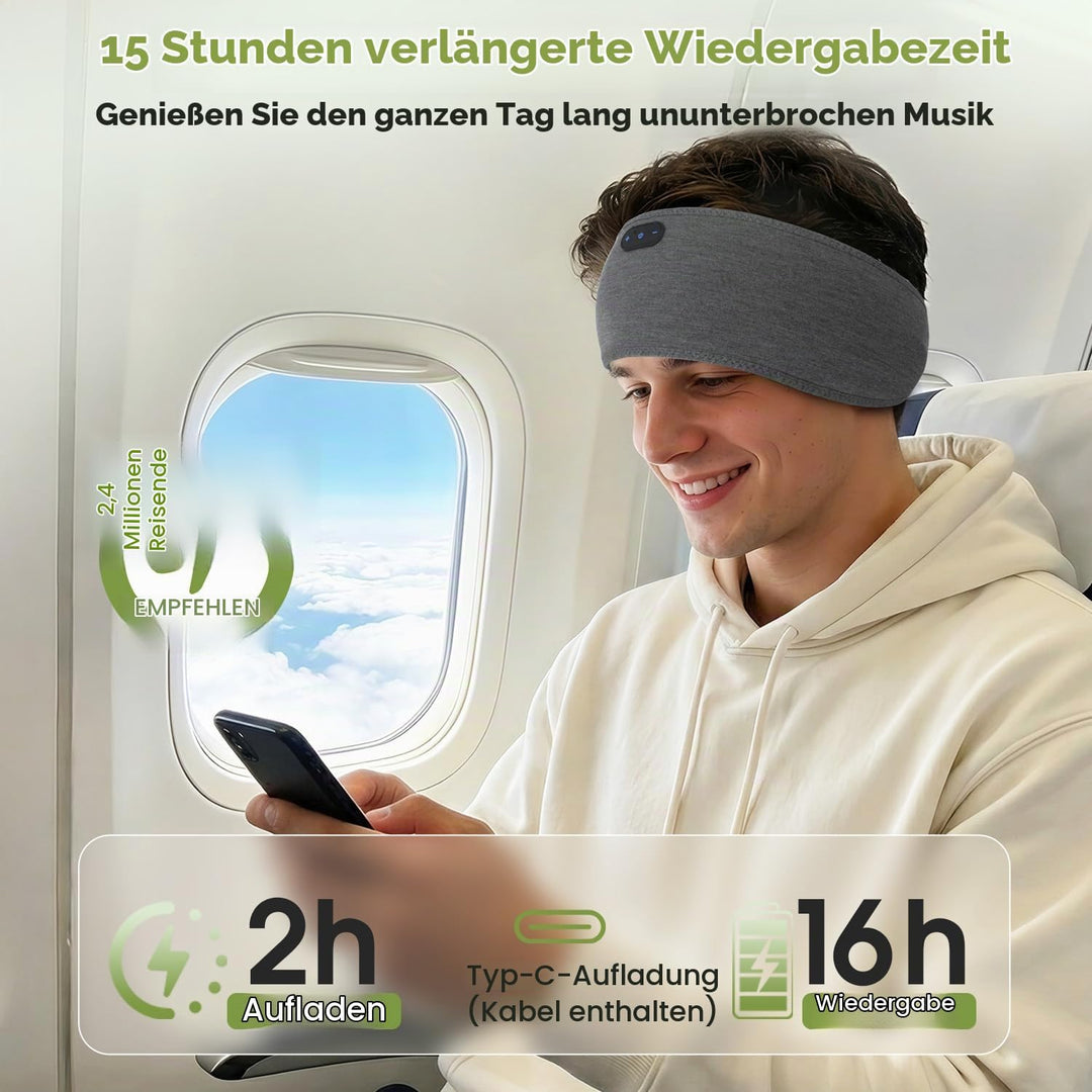 LC-dolida Schlafkopfhörer Bluetooth Kopfhörer Stirnband,Ultraweiche Bettkopfhörer Schlaf Stirnband a