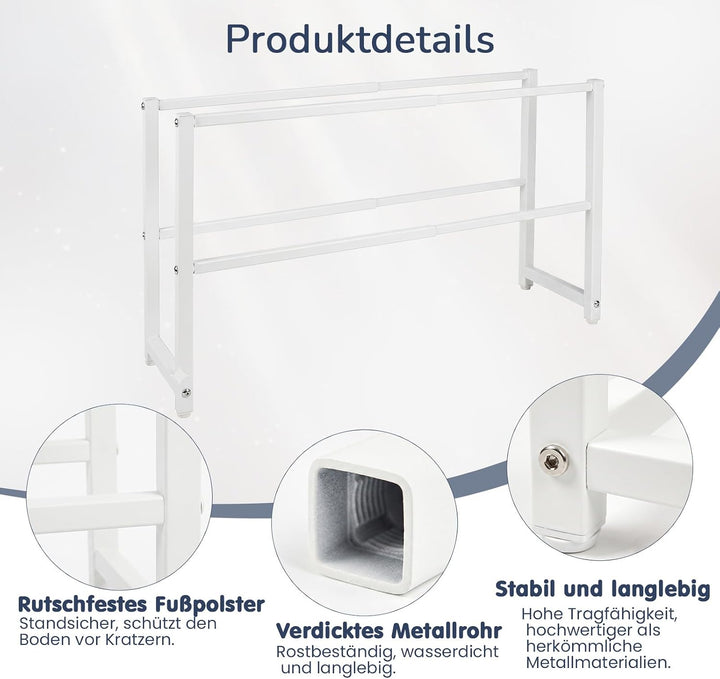 Ausziehbar Schuhregal mit 2 Etagen, Metall-Schuhständer Schmal Kleines Schuhregal, Robustes Design,