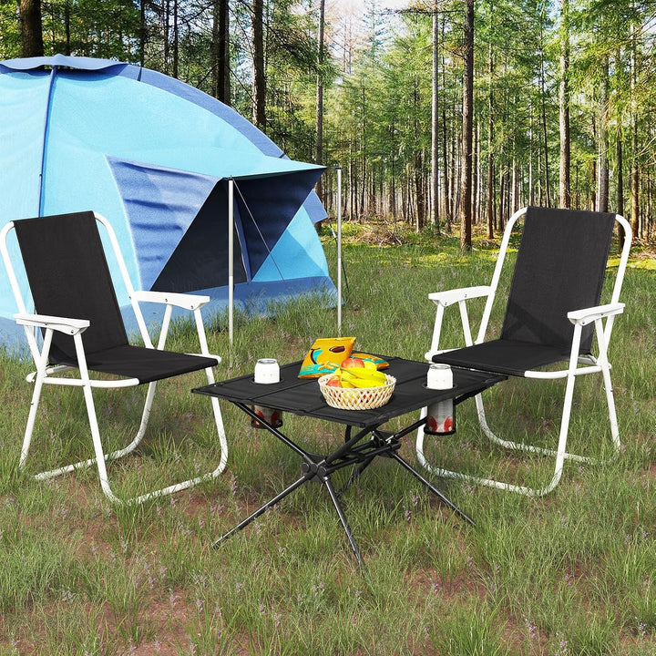 WOLTU Campingtisch tragbar, Ultraleichter Klapptisch mit 2 Getränkehaltern, Picknicktisch klappbar m