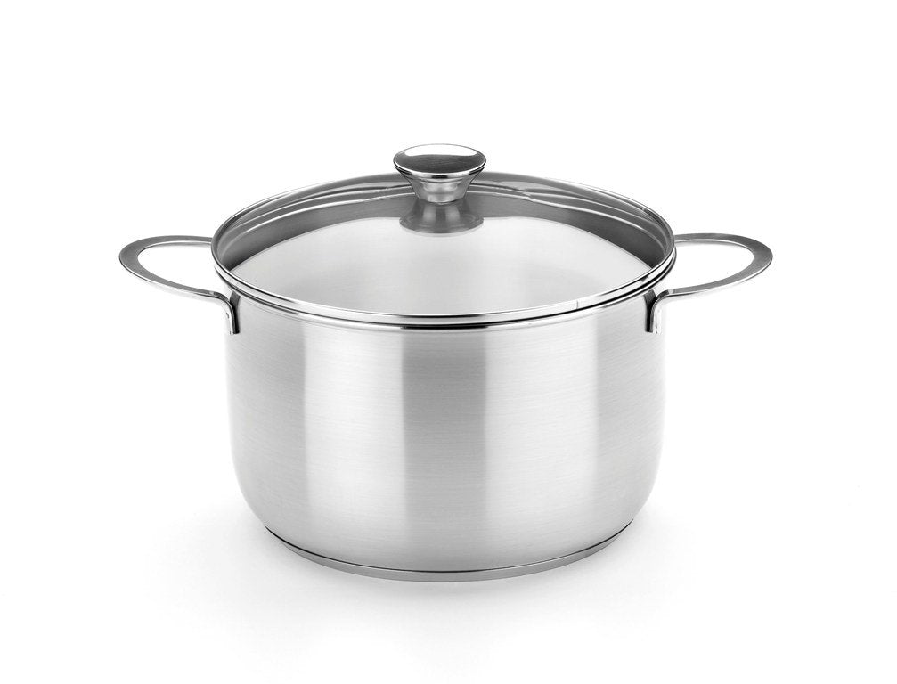BRA Ancora Suppentopf aus Edelstahl 18/10 mit Deckel aus Glas, 22 cm, Grau, 22 cm
