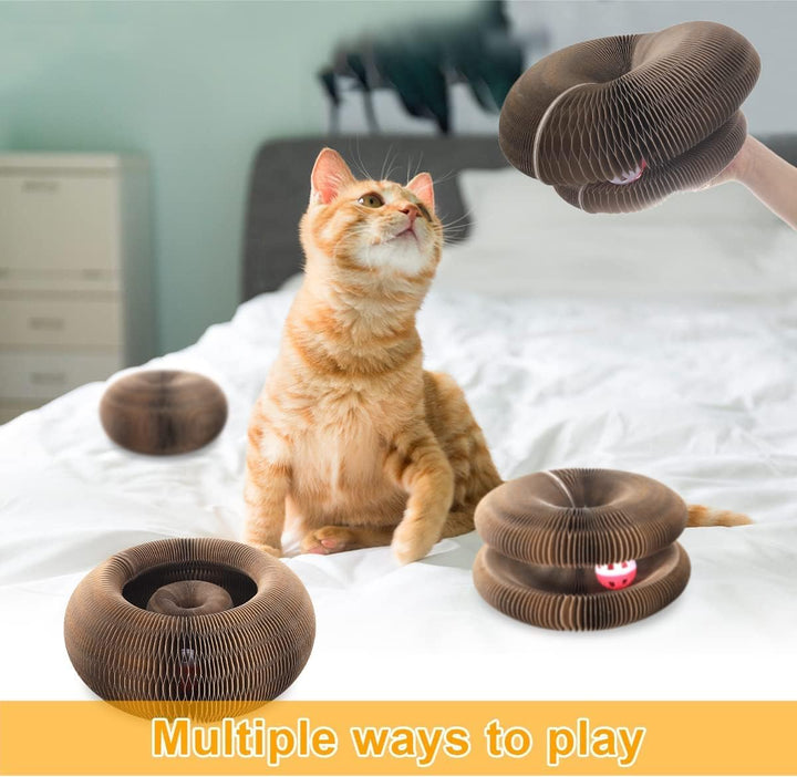 Katzen Kratzbrett,Magic Organ Cat Scratching Board, 2-in-1 Cat Kratzbrett mit Glöckchen, Foldable Co