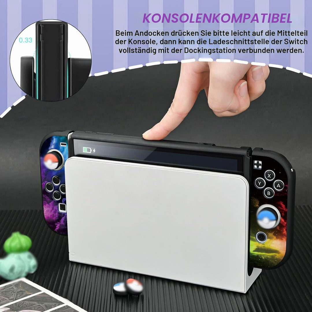 DLseego Schutzhülle Kompatibel mit Switch OLED,Schlanke Weiche Dockable Schutzhülle mit 4 Switch Joy