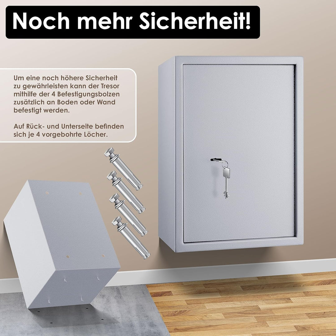 KESSER® Tresor Möbeltresor mit Doppelbartschloss, Safe Geldschrank Boden-Wandtresor Wandsafe 50x35x3