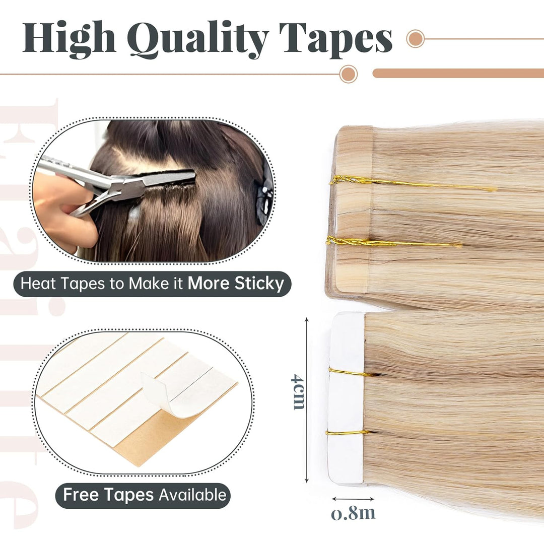 Elailite Tape in Extensions Echthaar 20 stück, 30cm 30g Haarverlängerung Haarteil Echthaar #18P613 A