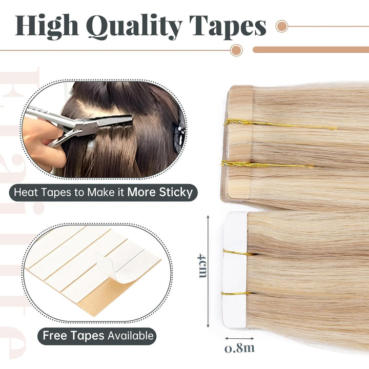 Elailite Tape in Extensions Echthaar 20 stück, 30cm 30g Haarverlängerung Haarteil Echthaar #18P613 A