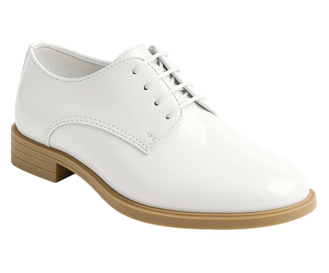 SIRRI Jungen-Derby-Schuhe aus Lackleder für formelle Kleidung zum Schnüren für Hochzeit und Abschlus