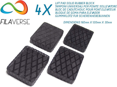 FILAVERSE Gummiauflage 160x120x30mm - KIT mit 4 gummiklotz für Kfz Hebebühnen. Abmessungen des Gummi