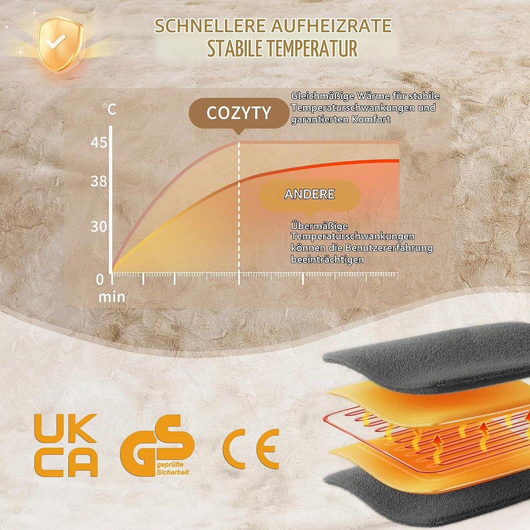COZYTY Wärmedecke – Heizdecke Mit Abschaltautomatik 150×200cm, 6 Heizstufen &amp; 10h Auto-Abschaltung,