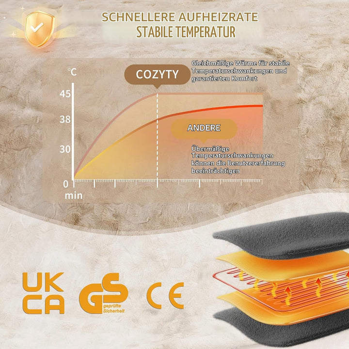 COZYTY Wärmedecke – Heizdecke Mit Abschaltautomatik 150×200cm, 6 Heizstufen &amp; 10h Auto-Abschaltung,