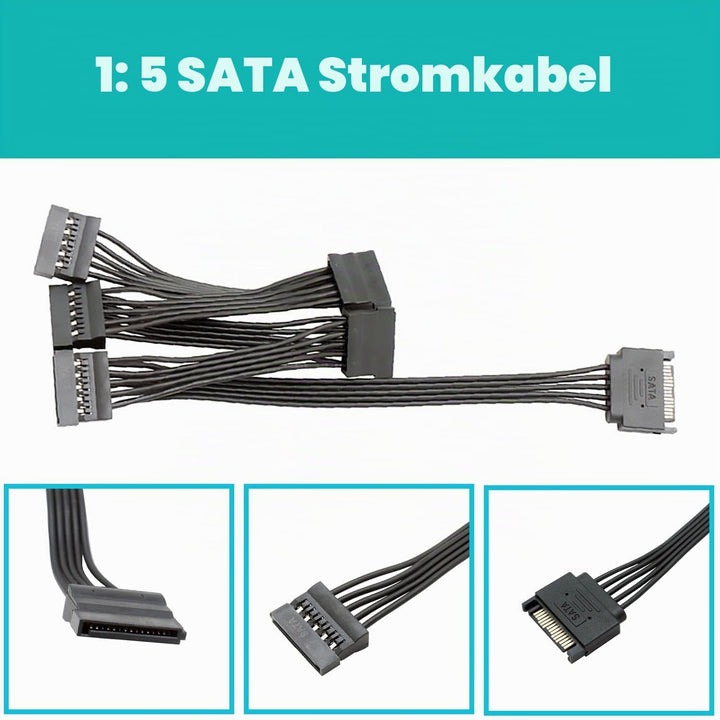 GLOTRENDS SA3234-C 4-Port PCIe X4 SATA Erweiterungskarte mit SATA- und Stromkabeln, kompatibel mit W