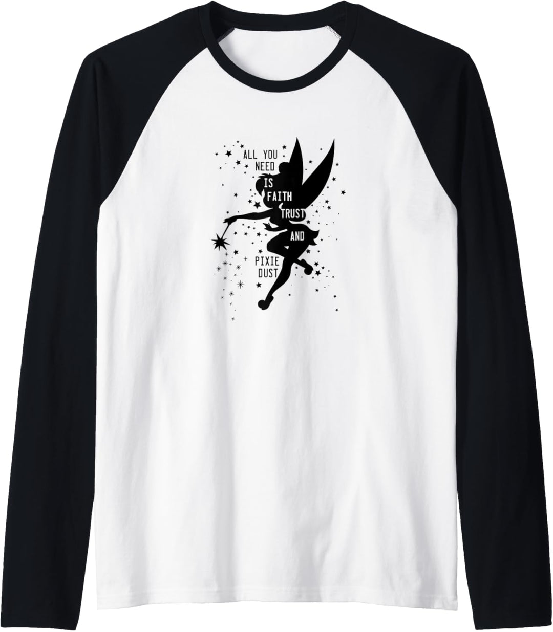 Disney Peter Pan Tinker Bell Pixie Dust Silhouette Raglan
