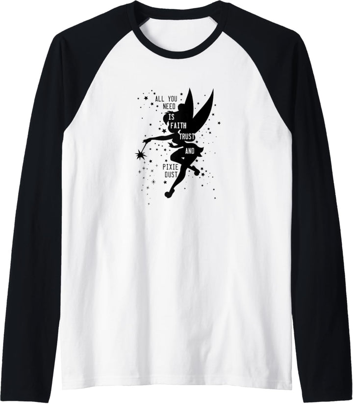 Disney Peter Pan Tinker Bell Pixie Dust Silhouette Raglan