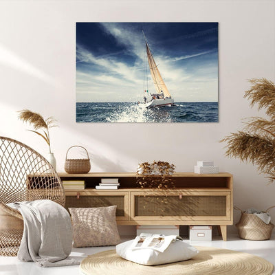 Bilder auf Leinwand 100x70cm Leinwandbild mit Rahmen Segeln Yacht Reise Gross Wanddeko Bild Schlafzi