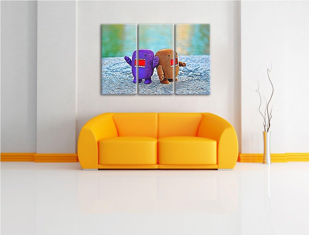 Rawr Monsterpuppen NewArt 3-Teiler Leinwandbild 120x80 Bild auf Leinwand, XXL riesige Bilder fertig