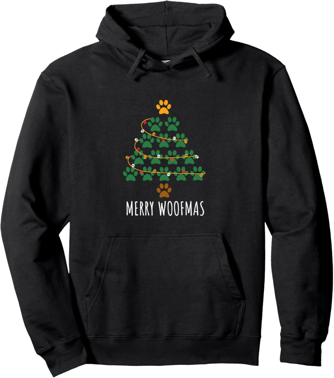 Merry Woofmas Pfoten Weihnachtsbaum Hundefan Weihnachts Pullover Hoodie