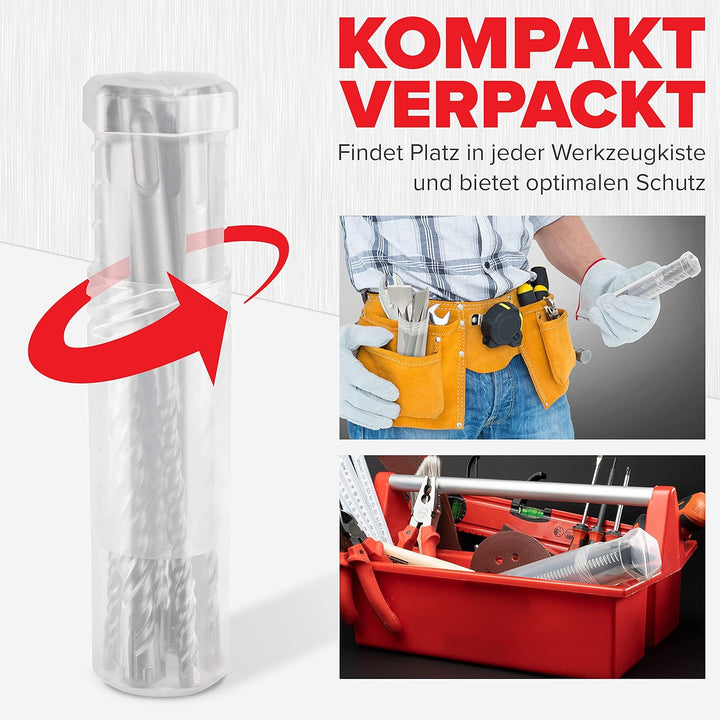 SDS Plus Bohrer Set | Hammerbohrer für Beton mit 4 Schneiden | in den Grössen 6,6,8,8,10 | Betonbohr
