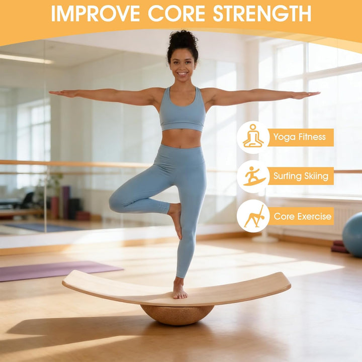 Balance Board Halbkugel – Kork Halbkugel für Gleichgewicht, Fitness, Yoga &amp; Pilates, Anti-Rutsch, Na