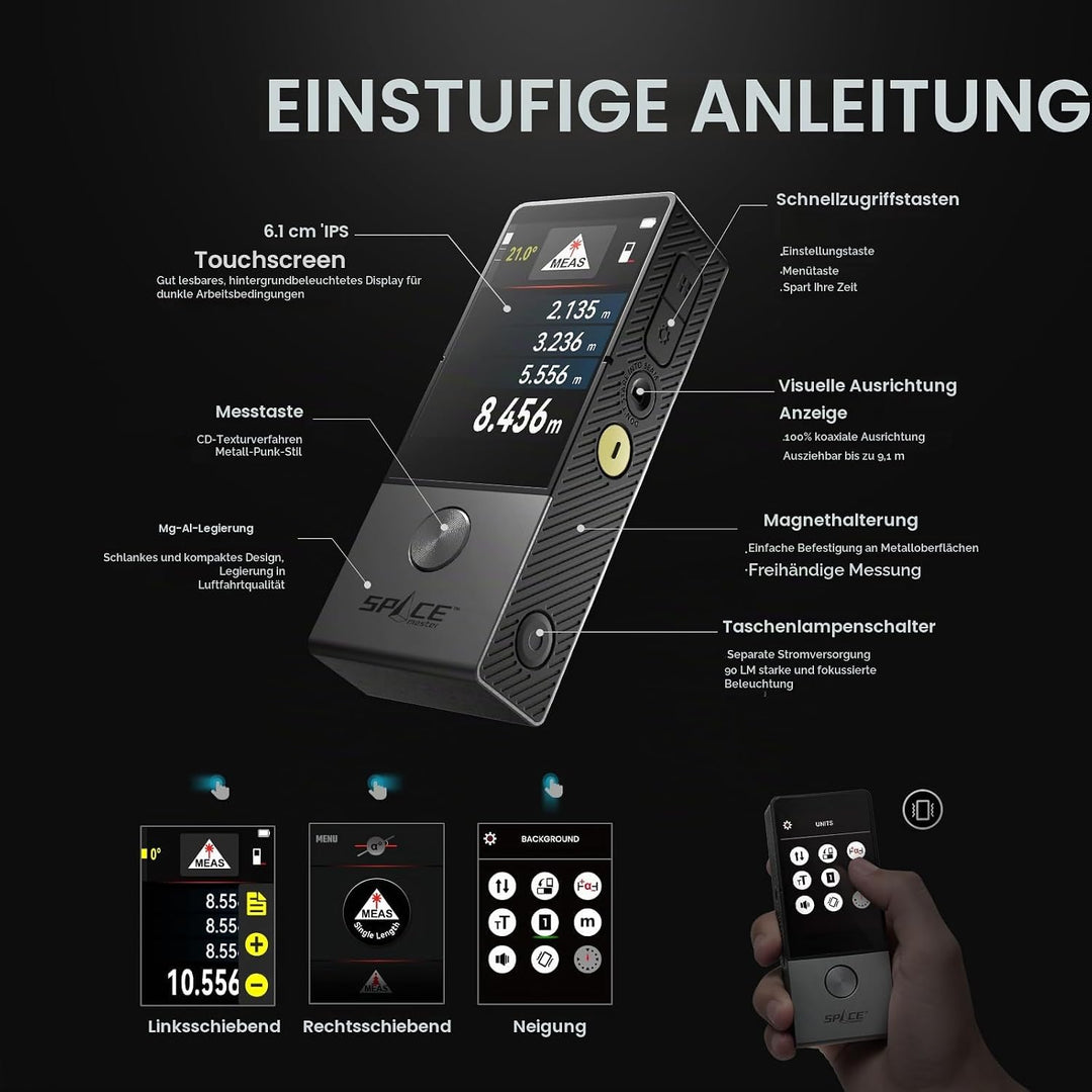 MiLESEEY D9 Pro Laser-Entfernungsmesser mit visueller Ausrichtungsanzeige, 100m professionelles Lase