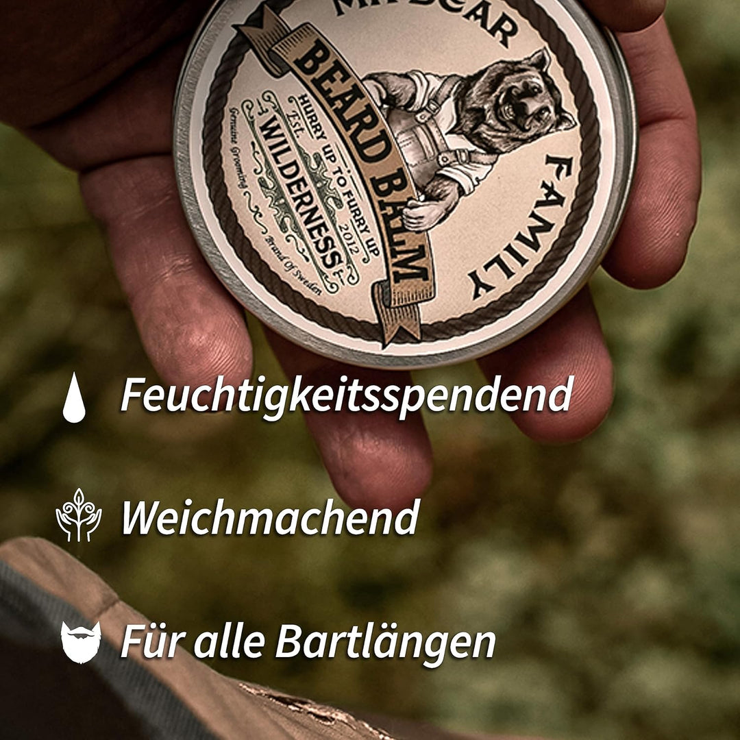 Mr Bear Family Bartbalsam Männer - Wilderness - pflegender Bart Balsam - Bartwachs mit Shea Butter,