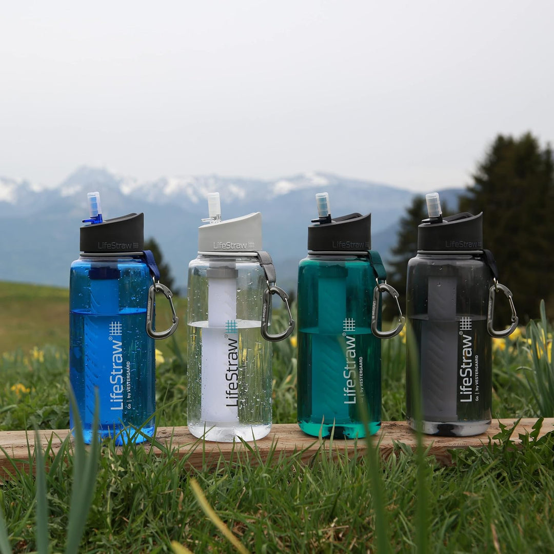 LifeStraw Go Wasserflasche mit Wasserfilter für Reisen, Wandern Blau 1 l., Blau 1 l.